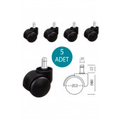 Turkea Büro ve Ofis Koltukları için 5'li Tekerlek Paket Yedek Parça - 1