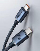 Baseus Super Şarj 2MT Type-C to Type-C Şarj Kablosu 480Mbps Veri Aktarım Kablosu Laptop Macbook Şarj - 1