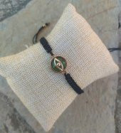 Bileklik Göz Figürlü Yeşil Taşlı Makrome Ayarlanabilir İp Bileklik Bijuteri Takı Bilezik thumbnail 1