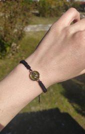 Bileklik Göz Figürlü Yeşil Taşlı Makrome Ayarlanabilir İp Bileklik Bijuteri Takı Bilezik thumbnail 2