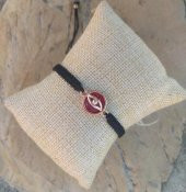 Bileklik Göz Figürlü Kırmızı Taşlı Makrome Ayarlanabilir İp Bileklik Bijuteri Takı Bilezik thumbnail 1