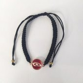 Bileklik Göz Figürlü Kırmızı Taşlı Makrome Ayarlanabilir İp Bileklik Bijuteri Takı Bilezik thumbnail 3