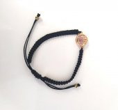 Bileklik El Figürlü Pembe Taşlı Rose Gold Makrome Ayarlanabilir İp Bileklik Bijuteri Takı Bilezik - 3