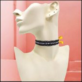 Siyah Renk Özel Dokuma Kadın Nice Yazılı Choker Tasma Kolye - 1