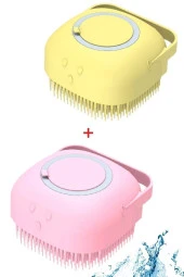 2 Adet Silikon Banyo Duş Jeli Kesesi Hazneli Şampuan Peeling Vücut Masaj Fırçası Bulaşık Fma254151 - 1