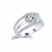 ELMAS ZİRKON BEYAZ ALTIN KAPLAMA ANELLİ ÇİÇEK YÜZÜK - 6