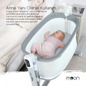 Huggy Moon Otomatik Sallanabilir Kumandalı Oyun Parkına Dönüşebilen Anne Yanı Elektrikli Beşik - 3