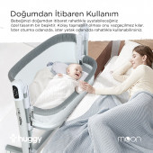 Huggy Moon Otomatik Sallanabilir Kumandalı Oyun Parkına Dönüşebilen Anne Yanı Elektrikli Beşik - 5