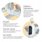 Huggy Moon Otomatik Sallanabilir Kumandalı Oyun Parkına Dönüşebilen Anne Yanı Elektrikli Beşik - 9