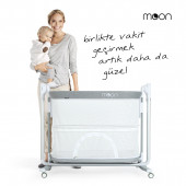 Huggy Moon Otomatik Sallanabilir Kumandalı Oyun Parkına Dönüşebilen Anne Yanı Elektrikli Beşik - 10