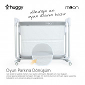 Huggy Moon Otomatik Sallanabilir Kumandalı Oyun Parkına Dönüşebilen Anne Yanı Elektrikli Beşik - 12