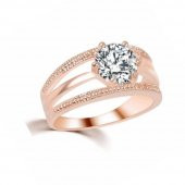 ELMAS ZİRKON ROSE GOLD KAPLAMA ANELLİ ÇİÇEK YÜZÜK - 4