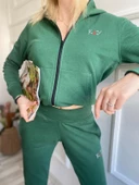 Kadın Kapüşonlu Paçası Lastikli Eşofman Takımı Yeşil - 9