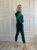 Kadın Kapüşonlu Paçası Lastikli Eşofman Takımı Yeşil - 5
