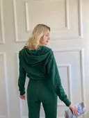 Kadın Kapüşonlu Paçası Lastikli Eşofman Takımı Yeşil - 3