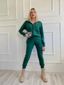 Kadın Kapüşonlu Paçası Lastikli Eşofman Takımı Yeşil - 6