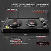 Kunhya İki Gözlü Elektrikli Ocak Siyah Emaye thumbnail 5