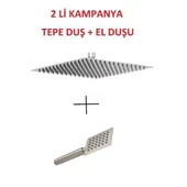 Kireç kırıcılı KARE 304 kalite paslanmaz inox düz duş başlığı tepe duş başlığı + el duşu - 1