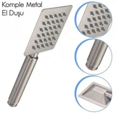 Kireç kırıcılı KARE 304 kalite paslanmaz inox düz duş başlığı tepe duş başlığı + el duşu - 2