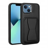 KNY Apple İphone 13 Kılıf Kart Koymalı Standlı Suni Deri Memo Kapak Siyah - 1