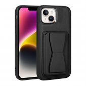 KNY Apple İphone 14 Kılıf Kart Koymalı Standlı Suni Deri Memo Kapak Siyah - 1