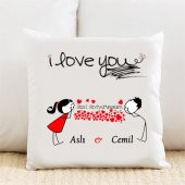 I Love You Kişiye Özel Yastık Kılıfı Pi167 - 1