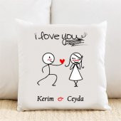 I Love You Kişiye Özel Yastık Kılıfı Pi154 - 1