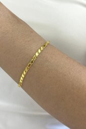 14 Ayar Altın İnce Pullu Zincir Bileklik 4,5 mm - 1