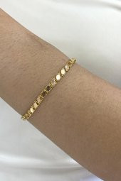 14 Ayar Altın İnce Pullu Zincir Bileklik 4,5 mm - 2