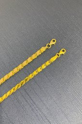 14 Ayar Altın İnce Pullu Zincir Bileklik 4,5 mm - 6