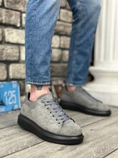 BA0547 BOA Kalın Yüksek Taban Gri Siyah Süet Bağcıklı Spor Erkek Ayakkabı thumbnail 1