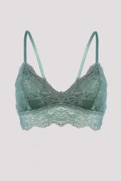 Yeşil Lace With Floral Pattern Bralet Sütyen - 1