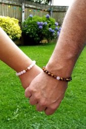 Doğal Taş Çift Bilekliği ( Pembe Kuvars ve Kaplan Gözü Bileklik ) - 1