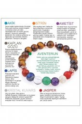 Doğal Taş Kız Öğrenci Başarı Bilekliği (Kaplangözü,Pembe Kuvars,Turkuaz, Akik,Sodalit ve Aventurin) - 2