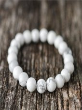 Gerçek Beyaz Havlit Doğal Taş Bileklik - 1