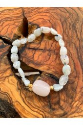 Kırık Taş Aytaşı Ve Pembe Kuvars Bileklik - 1