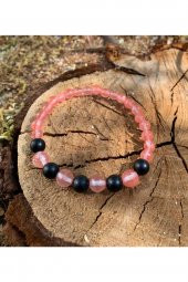 Pembe Kuvars Ve Oniks Bileklik - 1