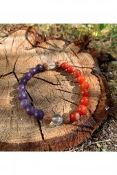 Akik Ametist Kuvars Rudraskha Tasarım Bileklik - 1