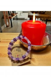 Özel Kesim Ametist Ve Pembe Kuvars Bileklik - 1