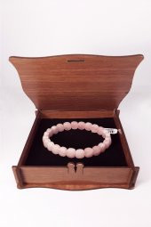 Pembe Kuvars Taşı Bileklik Özel Ahşap Kutusunda - 1