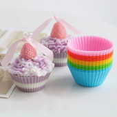 Renkli Silikon Yeniden Kullanılabilir Cupcake Muffin Kabı - 1
