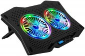 Rampage AD-RC9 TORNADO Siyah 115 -115 -15mm (2 adet)Fanlı 10''-18'' RGB Işıklı Notebook Soğutucu - 1