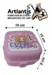 Beslenme Kutusu 4 Bölmeli Açık Pembe Renk Kız Figürlü 1 Adet Yemek Saklama Kabı Beslenme Çantası - 1