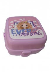 Beslenme Kutusu 4 Bölmeli Açık Pembe Renk Kız Figürlü 1 Adet Yemek Saklama Kabı Beslenme Çantası - 2