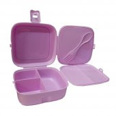 Beslenme Kutusu 4 Bölmeli Açık Pembe Renk Kız Figürlü 1 Adet Yemek Saklama Kabı Beslenme Çantası - 3