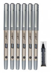 Siyah Pilot Kalem Super Point 0.7 6 Adet Siyah Roller Pilot Kalem 0,7 Mürekkepli Dolma Kalem thumbnail 1