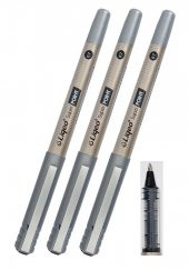 Siyah Pilot Kalem Super Point 0.7 3 Adet Siyah Roller Pilot Kalem 0,7 Mürekkepli Dolma Kalem - 1