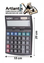 Hesap Makinesi Siyah H-MS008 Noki 15x20 cm 1 Adet 12 Haneli Büyük Boy Okul Ofis Büro Hesap Makinası - 1