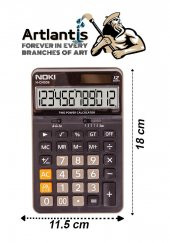 Hesap Makinesi Siyah H-CN009 Noki 11.5x18 cm 1 Adet 12 Haneli Orta Boy Okul Ofis Büro Hesap Makinası - 1