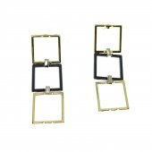Altın Renk Kare Model Şık Sallantılı Küpe - 2210 - 2
